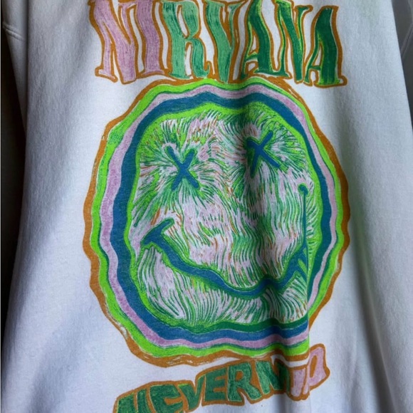 NIRVANA White and Green Graphic Crewneck Sweater - Picture 2 of 4